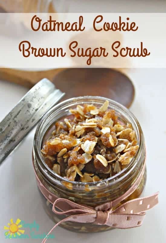 homemade oatmeal cookie brown sugar scrub in a jar