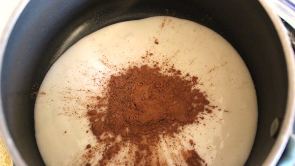 Making chocolate Playdough