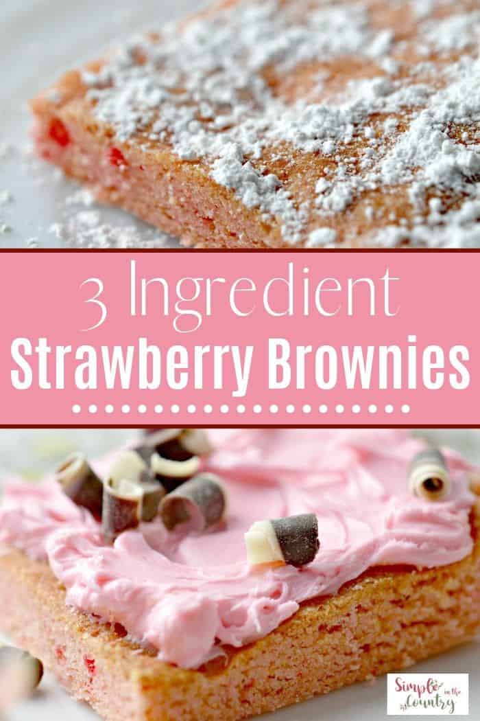 3 Ingredient Strawberry Brownies